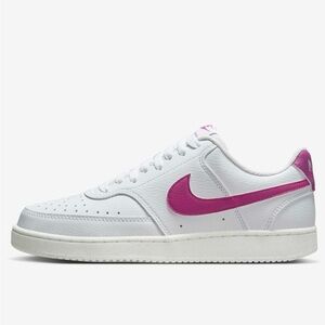 Nike White Sneakers with Pink Accents